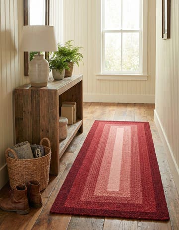 2' 7 x 8' Handmade Hand Braided Wool Runner Rug