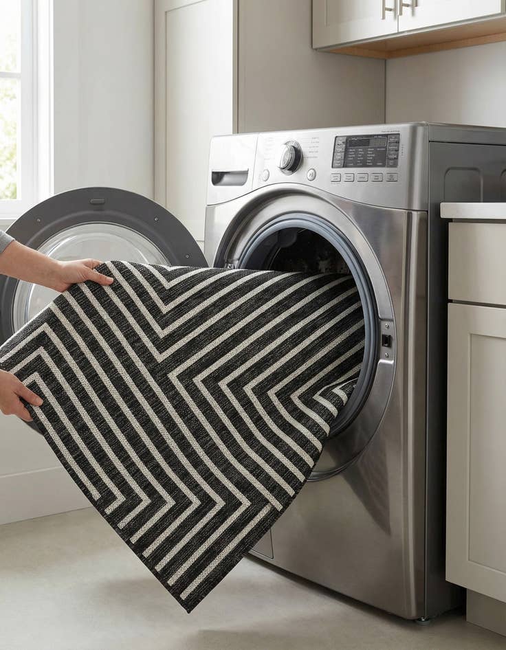 Detail image of 4' x 6'  Washable Modern Indoor / Outdoor Rug