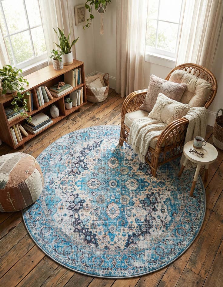 Detail image of 4' x 4'  Washable Mangata Round Rug