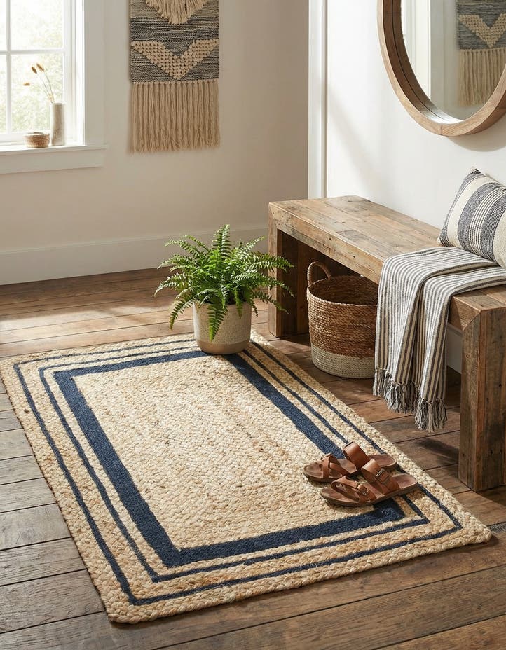 2' x 3' 1 Handmade Braided Jute Rug