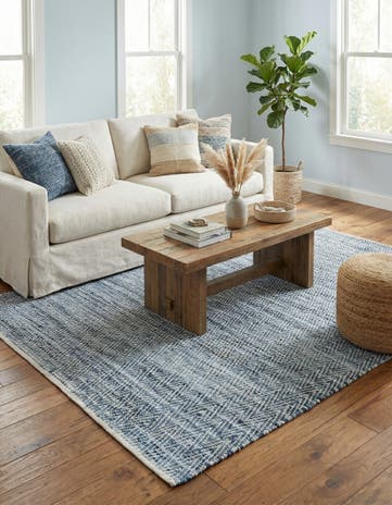 8' x 11' Hand Woven Chindi Chevron Rug