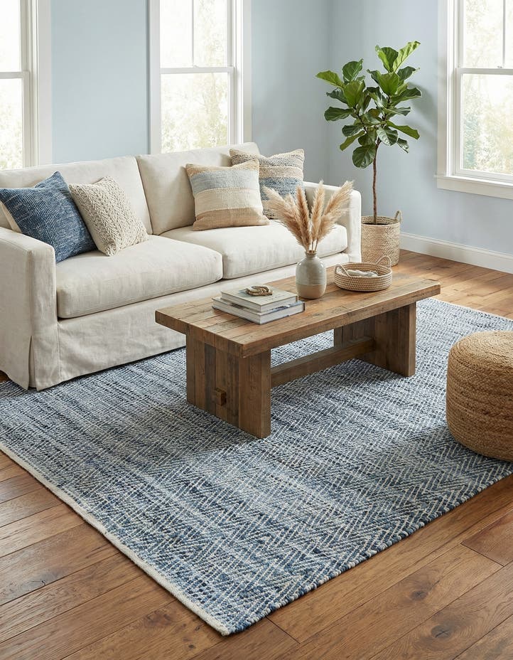 8' x 11' Hand Woven Chindi Chevron Rug