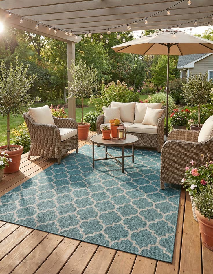 Detail image of 10' x 14'  Washable Trellis Indoor / Outdoor Rug