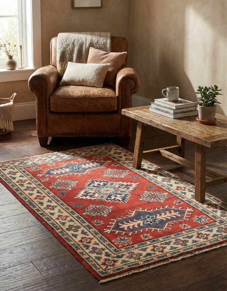 Detail image of 2' 7 x 4'  Hand Knotted Kazak Rug