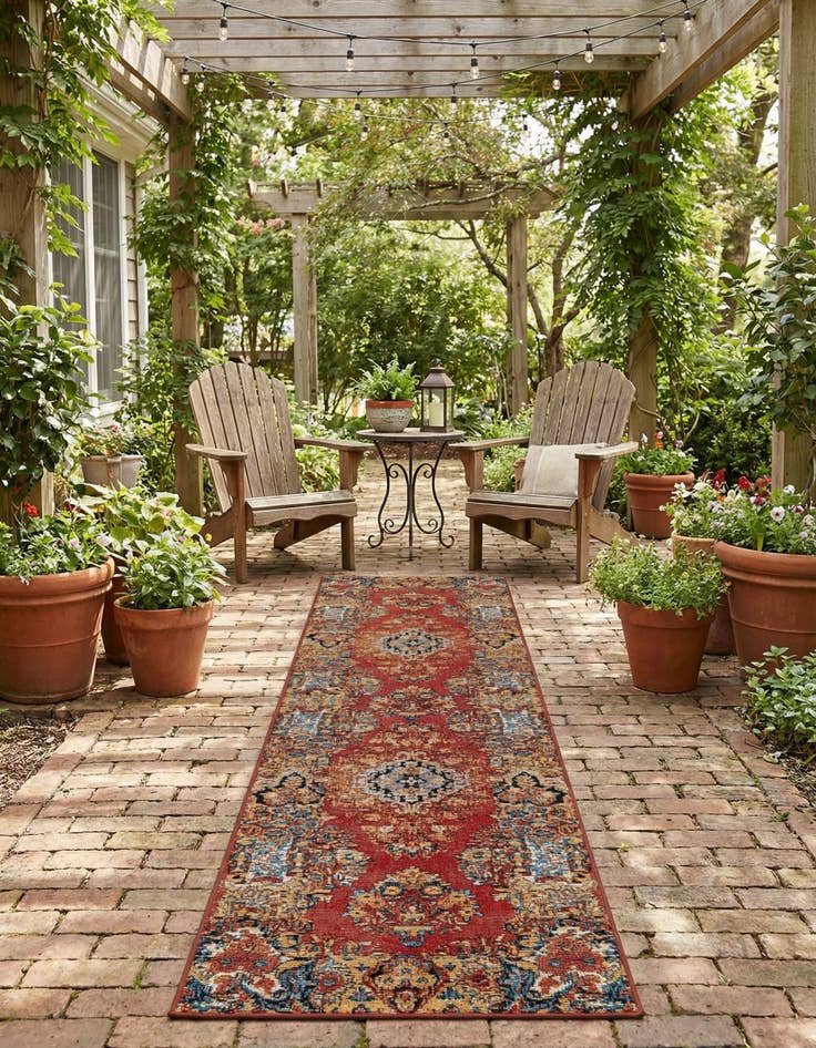 Detail image of 2' x 8'  Washable Traditional Indoor / Outdoor Runner Rug