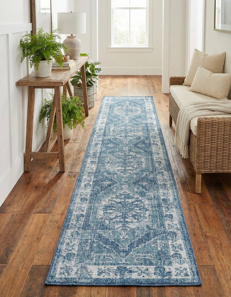 Detail image of  2' 7 x 12'  Washable Traditional Indoor / Outdoor Runner Rug