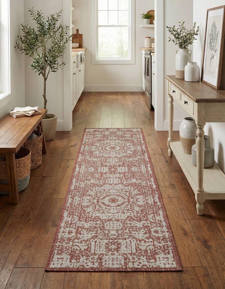 Detail image of  2' 7 x 10'  Washable Traditional Indoor / Outdoor Runner Rug