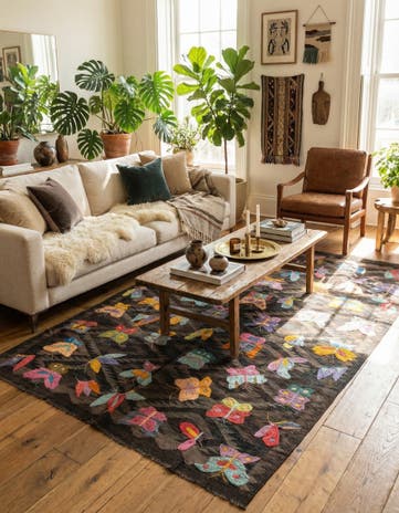 5' 5 x 8' Hand Woven Kilim Suzani Wool Rug