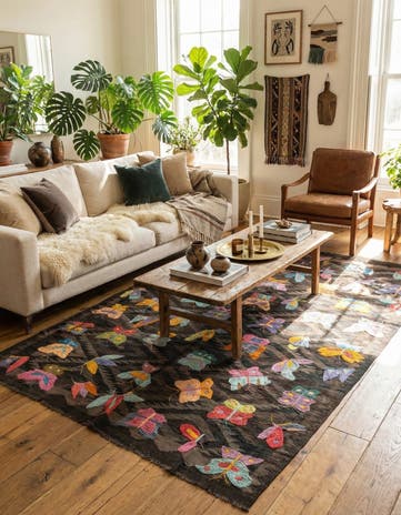 5' 5 x 8' Hand Woven Kilim Suzani Wool Rug