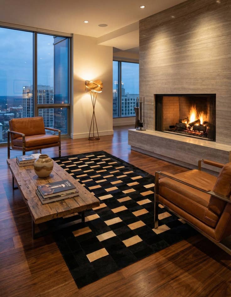 Detail image of  5' 1 x 8' Cowhide - Patchwork Rug