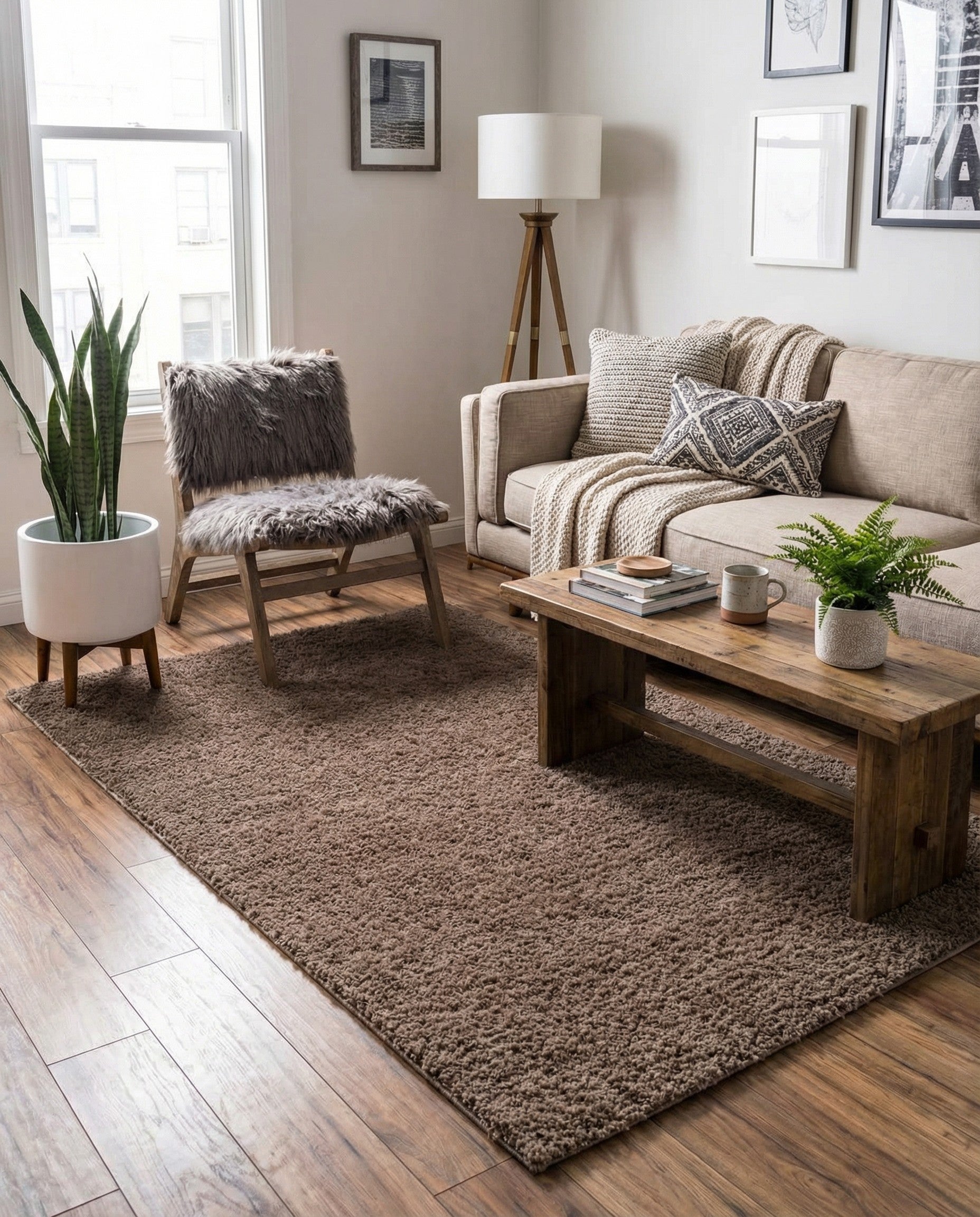  5' x 8' Solid Shag Rug