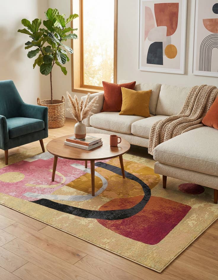 Detail image of  6' x 9'  Washable Modern Indoor / Outdoor Rug