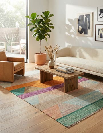 4' 11 x 7' 7 Hand Woven Kilim Modern Wool Rug