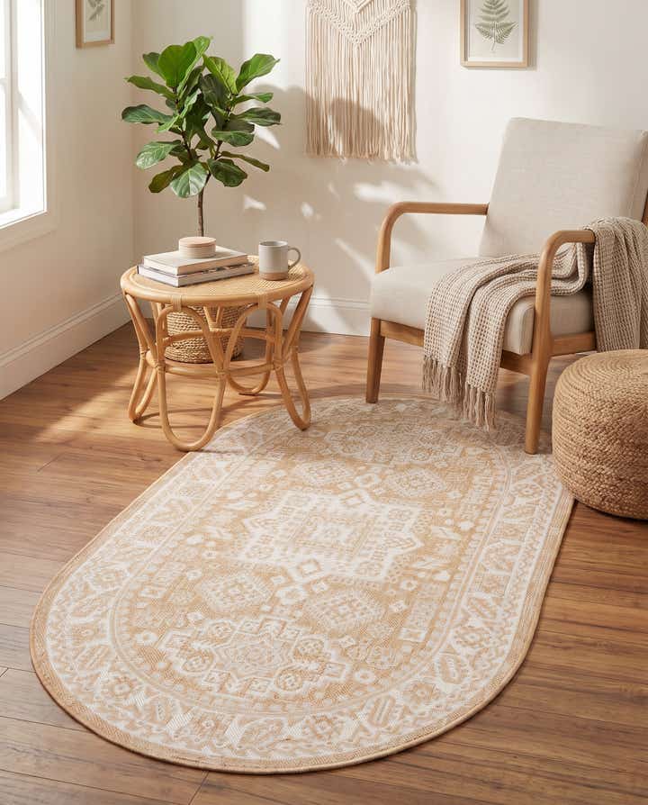 3' x 5' 3 Easy-Clean Aztec Indoor / Outdoor Oval Rug