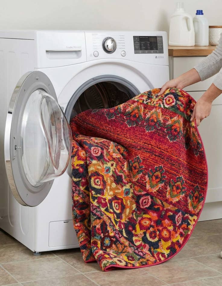 Detail image of  6' x 6'  Washable Fleur Round Rug