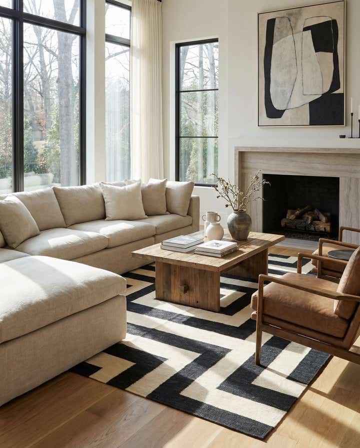 6' x 7' 8 Hand Woven Kilim Modern Wool Rug