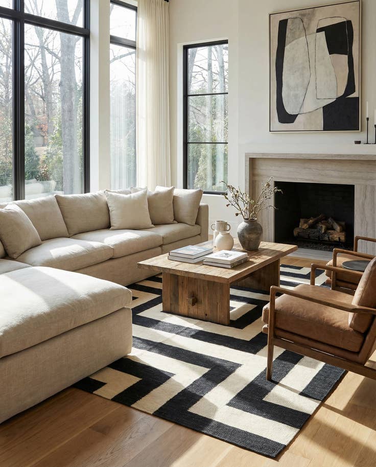 Detail image of 6' x 7' 8 Hand Woven Kilim Modern Wool Rug