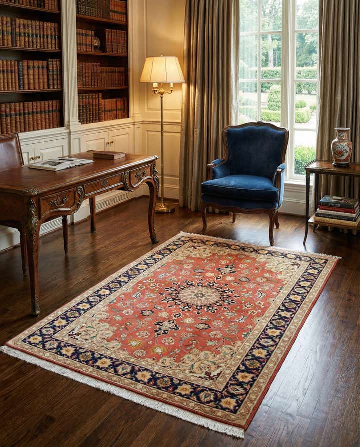 3' 5 x 5' Hand Knotted Isfahan Persian Rug