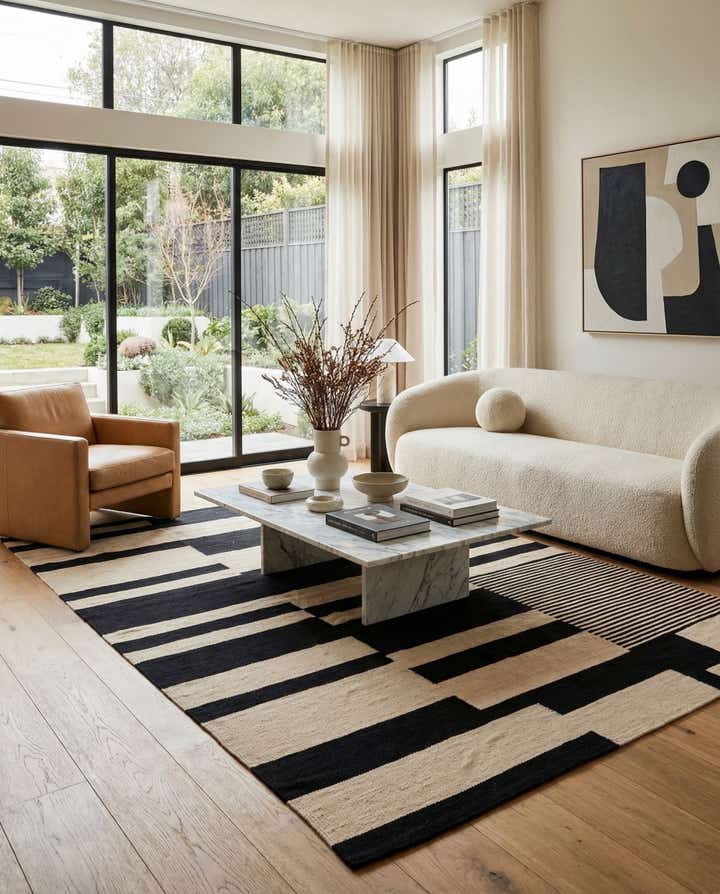 5' 7 x 7' 9 Hand Woven Kilim Modern Wool Rug