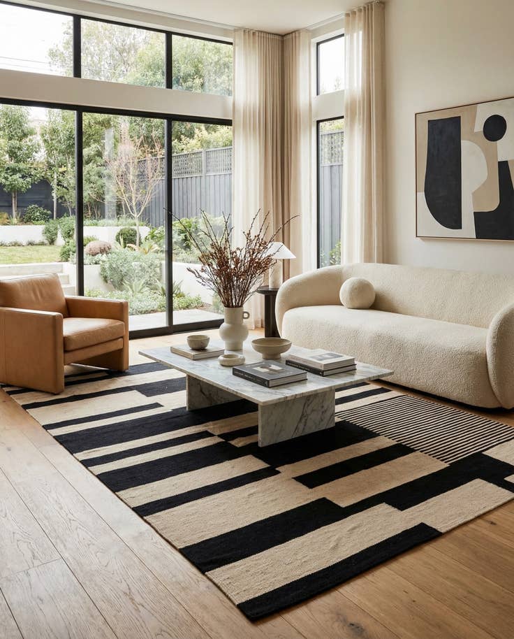 Detail image of 5' 7 x 7' 9 Hand Woven Kilim Modern Wool Rug