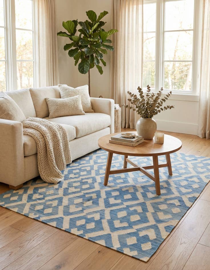 Detail image of 4' 6 x 5' 6  Hand Woven Kilim Modern Wool Rug