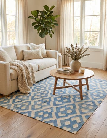 4' 6 x 5' 6 Hand Woven Kilim Modern Wool Rug