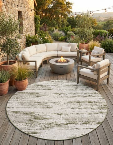10' x 10' Easy-Clean Modern Indoor / Outdoor Round Rug