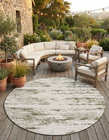 10' x 10' Easy-Clean Modern Indoor / Outdoor Round Rug