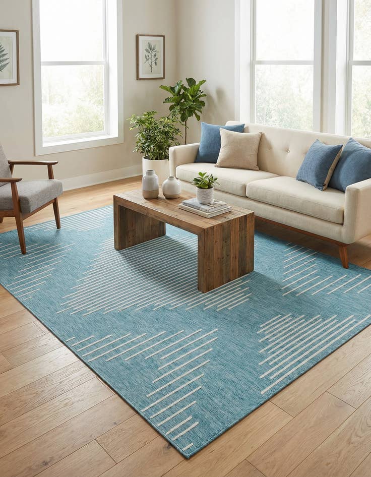 Detail image of  7' x 10'  Washable Modern Indoor / Outdoor Rug