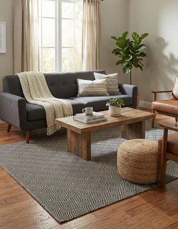 5' 1 x 8' Hand Woven Geo Trellis Flatweave Rug