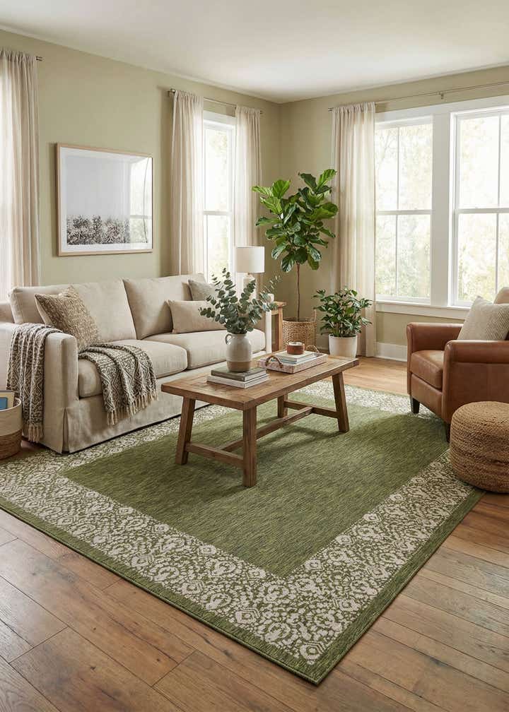 10' x 13' Easy-Clean Border Indoor / Outdoor Rug