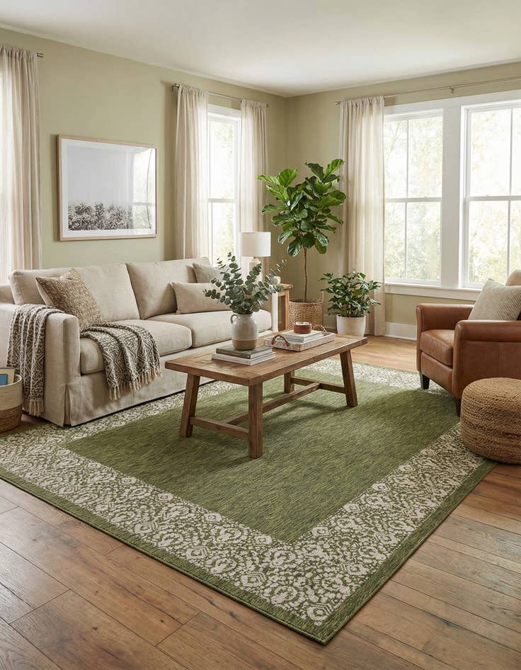 Detail image of 10' x 13'  Washable Border Indoor / Outdoor Rug