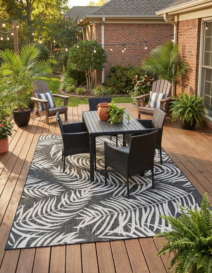 Detail image of 9' x 12'  Washable Botanical Indoor / Outdoor Rug
