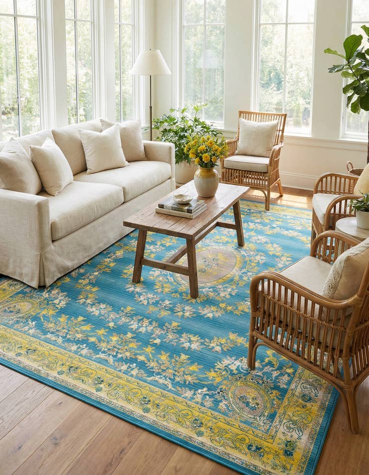 Detail image of 10' x 12'  Washable Traditional Indoor / Outdoor Rug