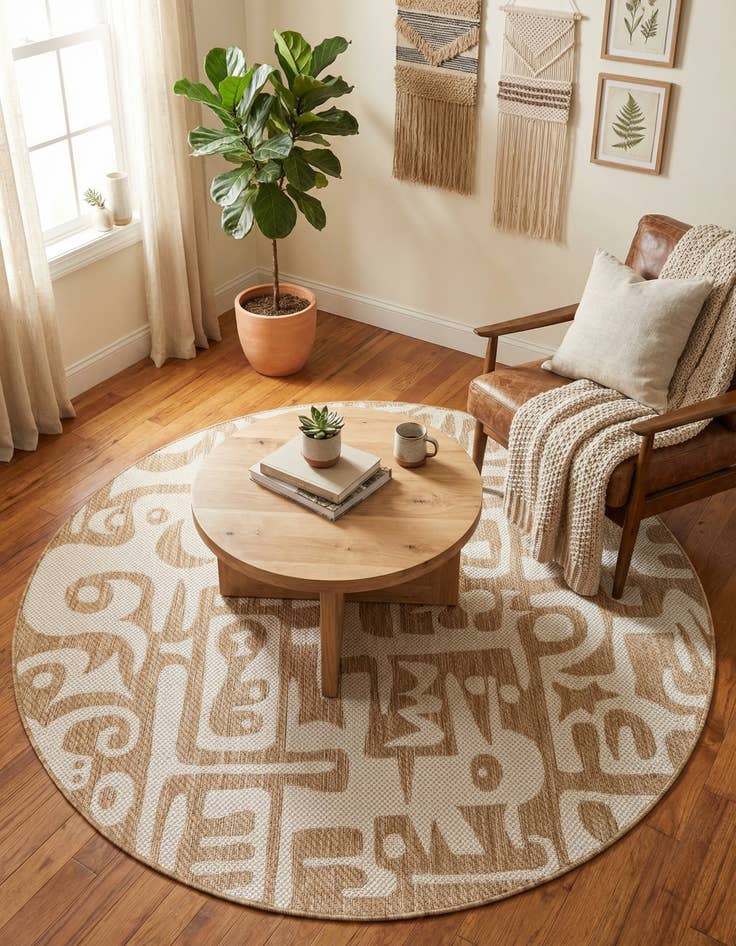 Detail image of  6' x 6'  Washable Modern Indoor / Outdoor Round Rug