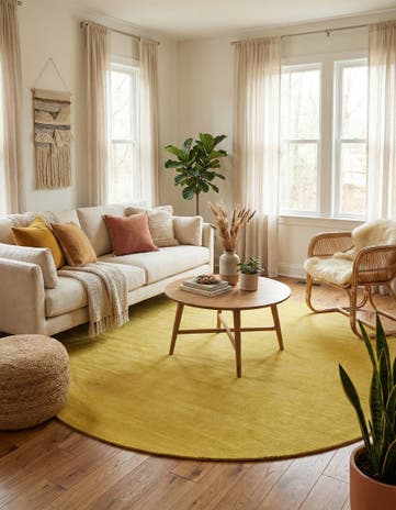 9' 10 x 9' 10 Hand Knotted Solid Gabbeh Wool Round Rug