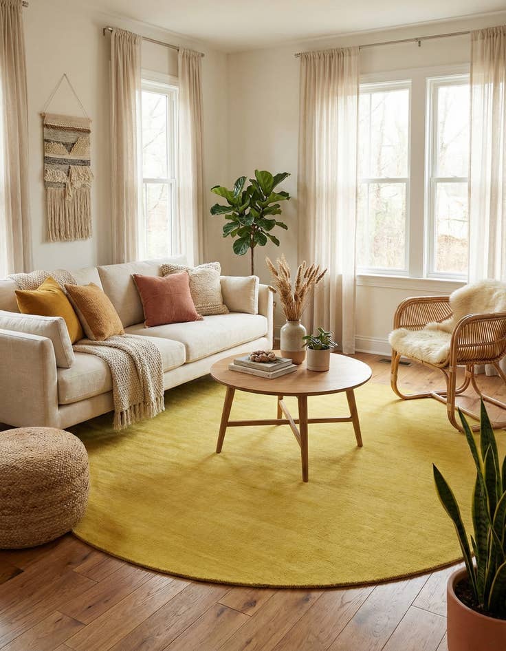 Detail image of  9' 10 x 9' 10  Hand Knotted Solid Gabbeh Wool Round Rug