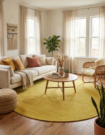 9' 10 x 9' 10 Hand Knotted Solid Gabbeh Wool Round Rug