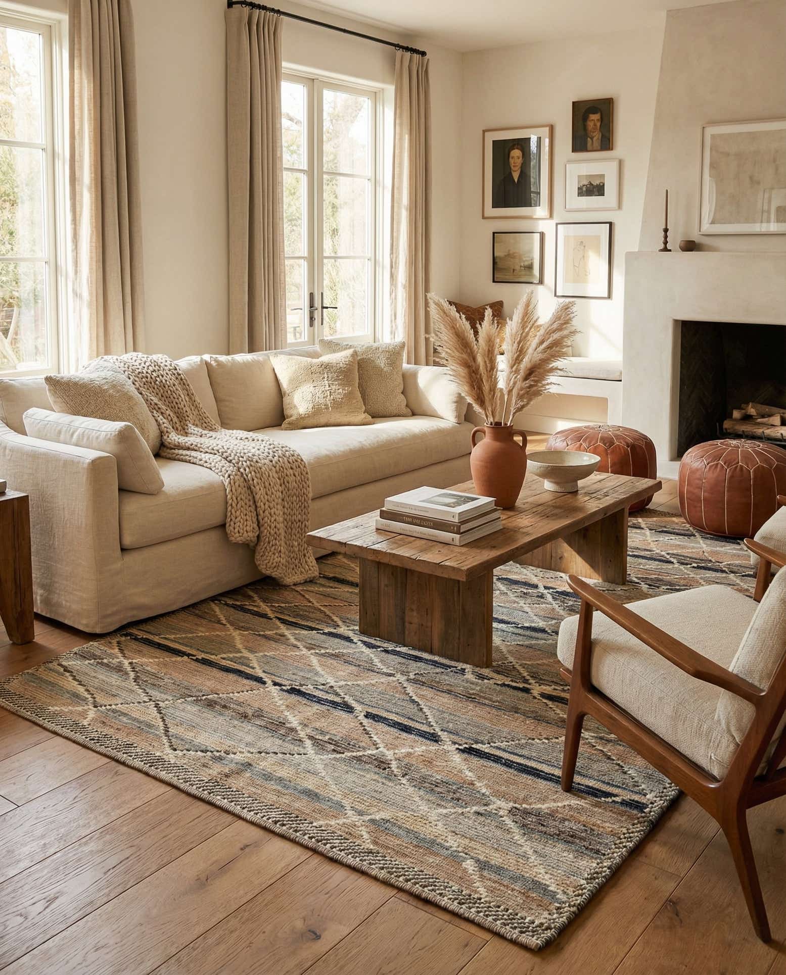 6' x 9' 3 Hand Knotted Moroccan Wool Rug