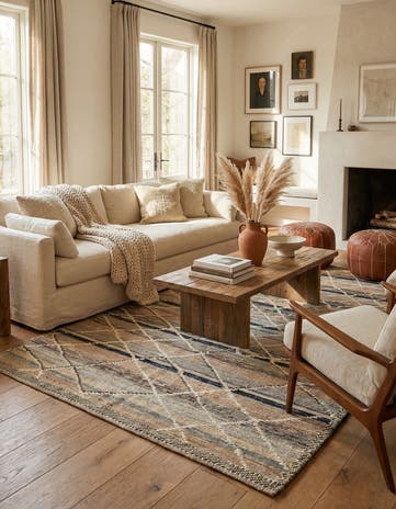 6' x 9' 3 Hand Knotted Moroccan Wool Rug