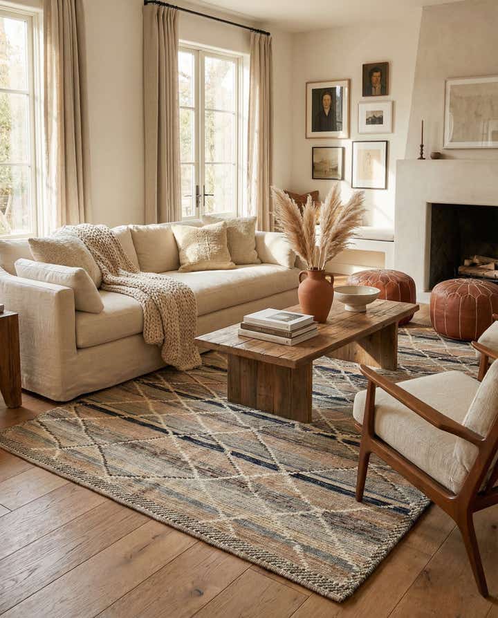 6' x 9' 3 Hand Knotted Moroccan Wool Rug