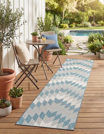 Aqua Easy-Clean Modern Indoor / Outdoor Runner Rug