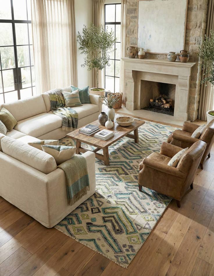 Detail image of  9' x 12' 6  Hand Knotted Darya Wool Rug