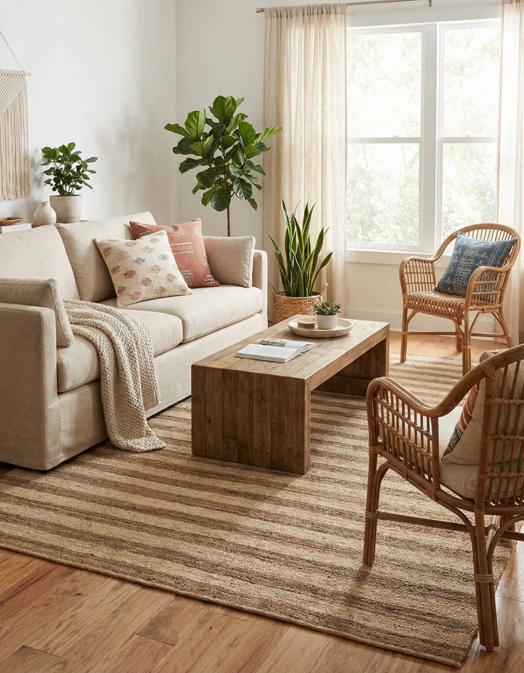 Detail image of 10' x 14' 1  Hand Braided Jute Rug