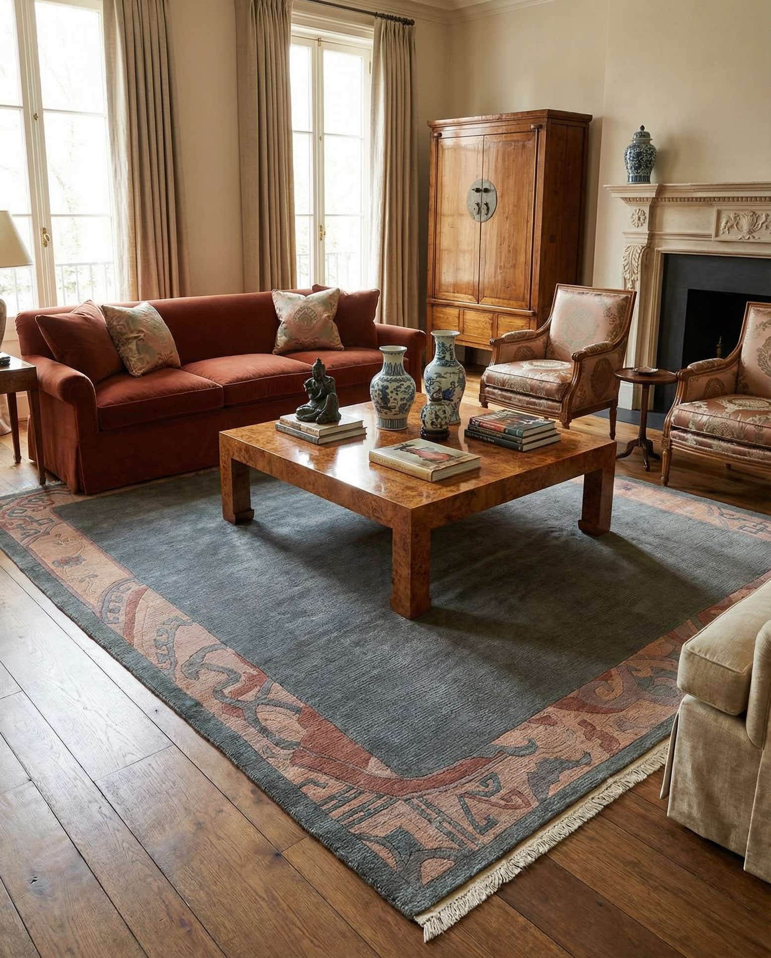 8' 4 x 11' 6 Hand Knotted Tibet Wool Rug