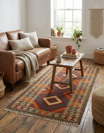 3' 2 x 6' 6 Hand Woven Kilim Maymana Wool Rug