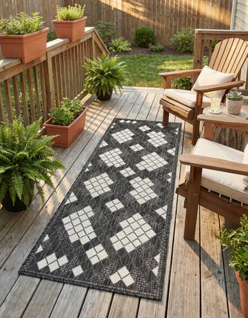 2' x 5' 3 Easy-Clean Modern Indoor / Outdoor Runner Rug