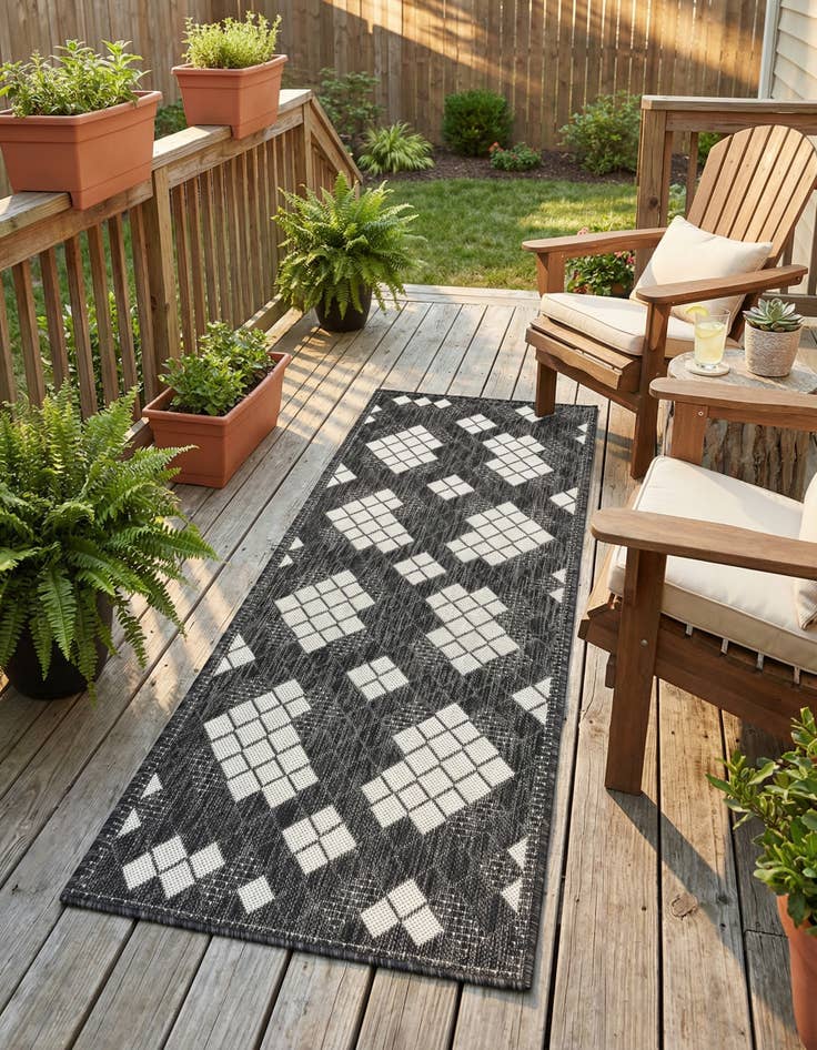 Detail image of 2' x 5' 3  Washable Modern Indoor / Outdoor Runner Rug