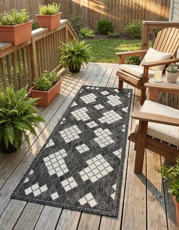 2' x 5' 3 Easy-Clean Modern Indoor / Outdoor Runner Rug