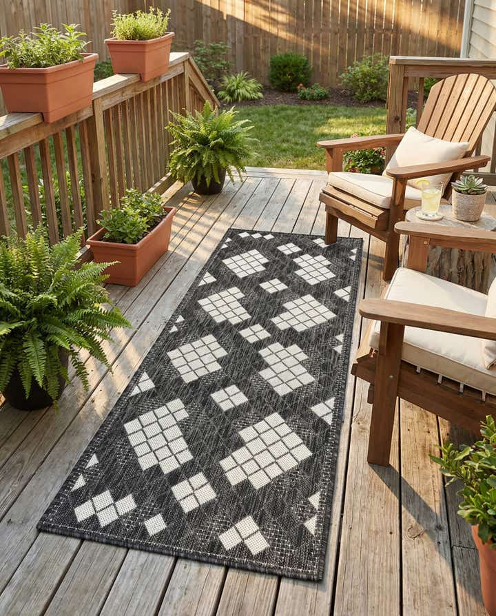 2' x 5' 3 Easy-Clean Modern Indoor / Outdoor Runner Rug